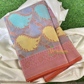 Grey Base Kora Muslin Saree-VS649